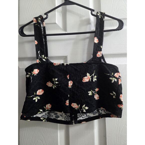 Urban Outfitters Kimchi Blu Bustier Crop Top Tank Hook and eye closure black L - Picture 7 of 9